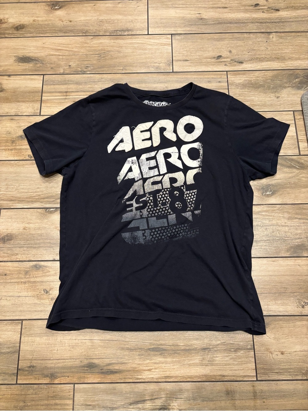Y2K Aeropostale Aero Est 87 Spellout Graphic Tee Black Size XXL